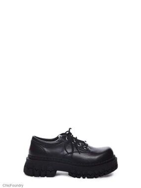 Vegan Leather Chunky Platform Lace-Up Oxford Shoes, 2" Heel